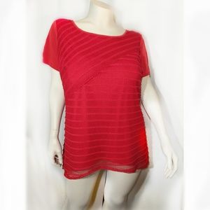 Red Tunic Size 2x Mesh Overlay Never Worn